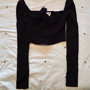 Black Long Sleeve Crop Top